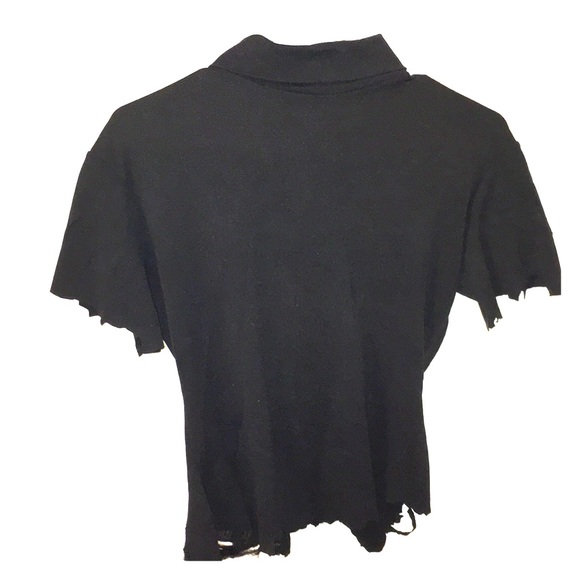Lexa Vonn Distressed black zip front top - Picture 3 of 7